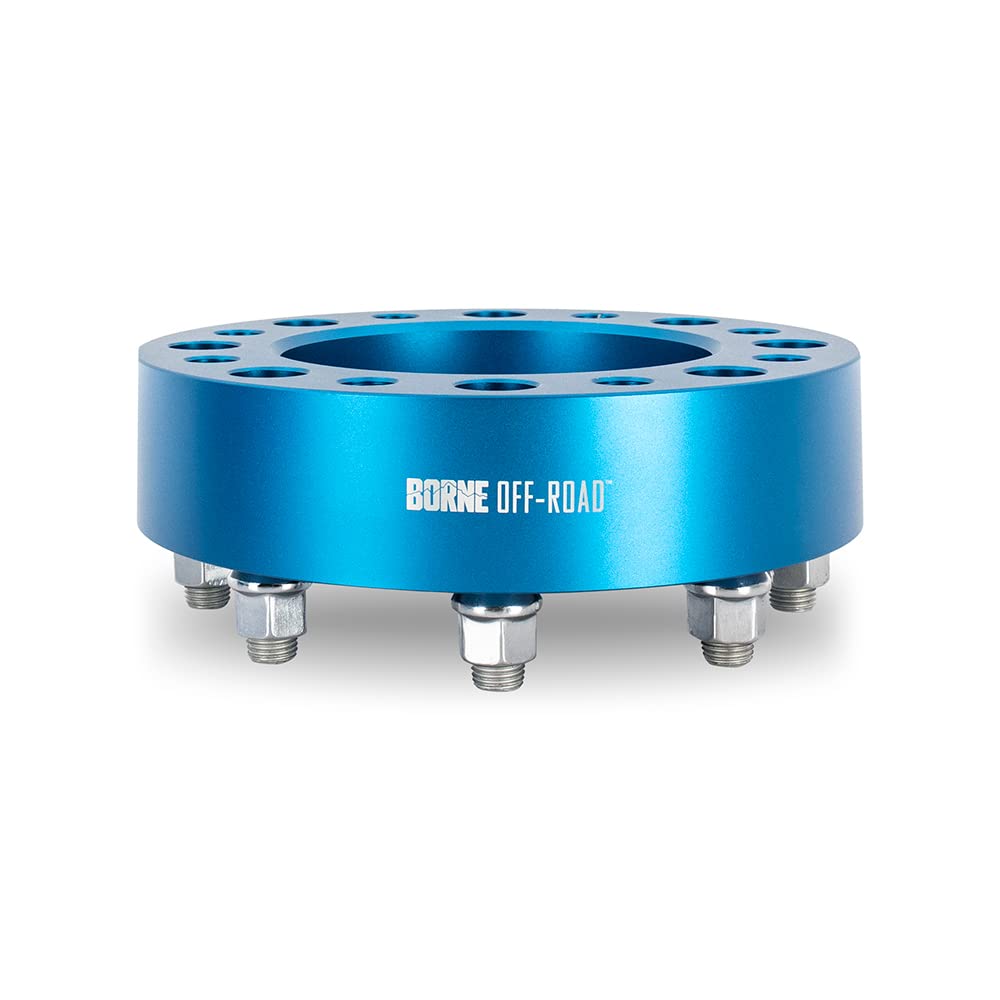Mishimoto Borne Off-Road 8X165.1 Wheel Spacers, Compatible with RAM Cummins 6.7L, 2019+, 2" Thick, Blue - Image 3