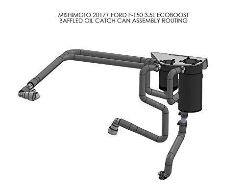 Mishimoto MMBCC-F35T-17SBE Baffled Oil Catch Can Kit Compatible With Ford F-150 3.5L EcoBoost/Raptor 2017+ Black - Image 7