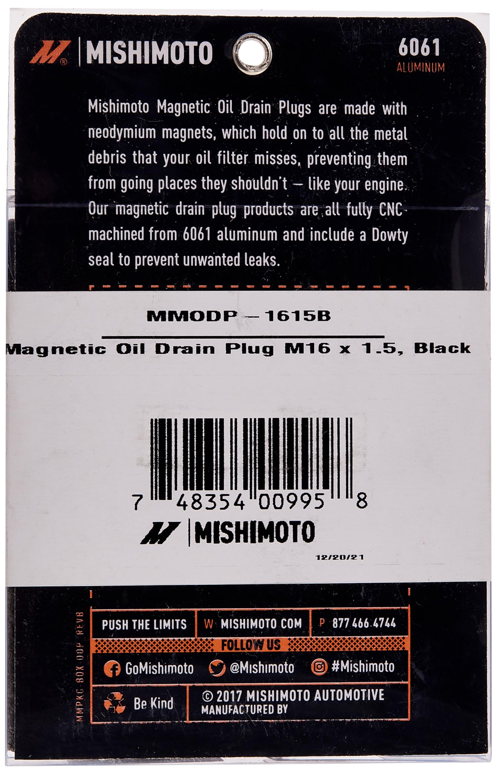 Mishimoto MMODP-1615B Magnetic Oil Drain Plug M16 x 1.5, Black - Image 6