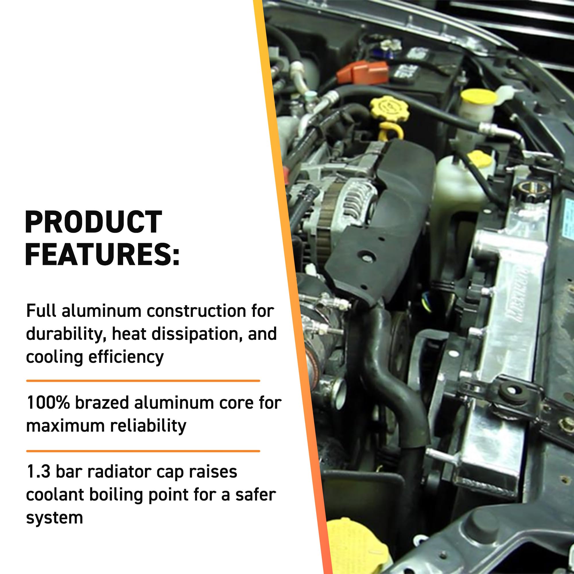 Mishimoto MMRAD-WRX-01 Performance Aluminum Radiator, Compatible with Subaru WRX & STI, 2001-2007, Silver - Image 4